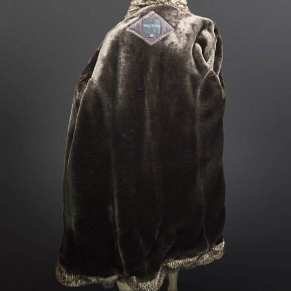 Y2K Penny Lane Coat Size XL Boho Brown Suede Leather Faux Fur Trim Long - Picture 13 of 15